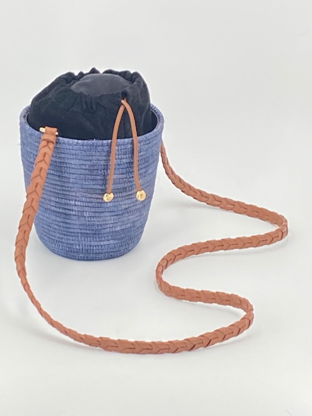 Cesta Collective Woven Bucket Crossbody Bag – Blue / Tan